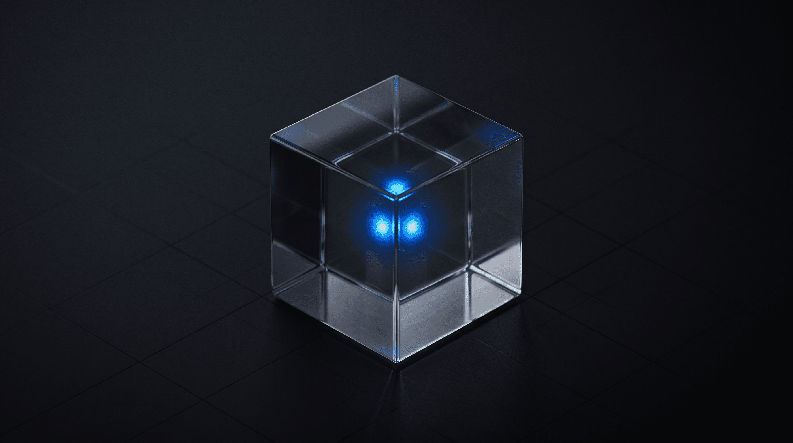 A single glass cell with a lit core at its center